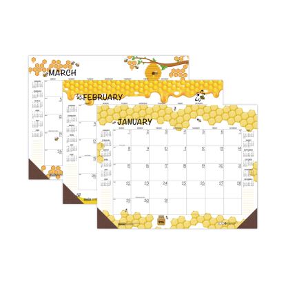 Recycled Honeycomb Desk Pad Calendar, 22 x 17, White/Multicolor Sheets, Brown Corners, 12-Month (Jan to Dec): 20231