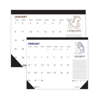 Recycled Zodiac Desk Pad Calendar, Zodiac Artwork, 17 x 22, White Sheets, Black Binding/Corners, 12-Month (Jan-Dec) 20231