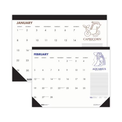 Recycled Zodiac Desk Pad Calendar, Zodiac Artwork, 17 x 22, White Sheets, Black Binding/Corners, 12-Month (Jan-Dec) 20231