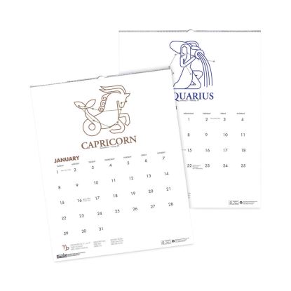 Recycled Zodiac Wall Calendar, Zodiac Artwork, 14 x 11, 12-Month (Jan to Dec), White/Multicolor Sheets1
