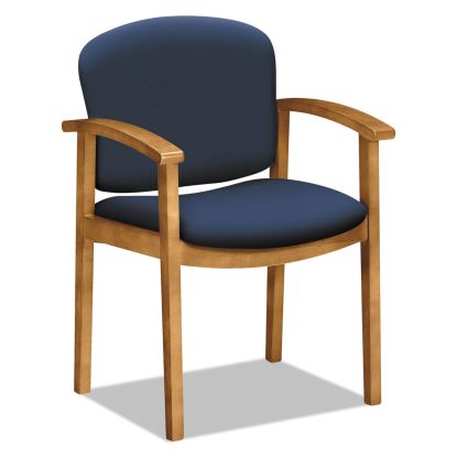 2111 Invitation Reception Series Wood Guest Chair, 23.5" x 22" x 33", Navy Seat/Back, Harvest Base1