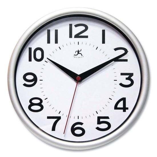 Metro Wall Clock, 9" Diameter, Silver Case, 1 AA (sold separately)1