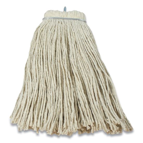 Layflat Regular Screw-Type Mop Head, Cotton, 24 oz, 1" Headband, White1