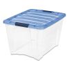 Stack and Pull Latching Flat Lid Storage Box, 13.5 gal, 22" x 16.5" x 13.03", Clear/Translucent Blue1