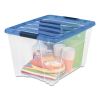 Stack and Pull Latching Flat Lid Storage Box, 13.5 gal, 22" x 16.5" x 13.03", Clear/Translucent Blue2