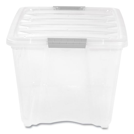 Stack and Pull Latching Flat Lid Storage Box, 13.5 gal, 22" x 16.5" x 13.03", Clear1