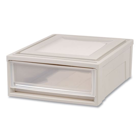 Stackable Storage Drawer, 5.5 gal, 15.7" x 19.7" x 6.5", Gray/Translucent Frost1