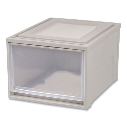 Stackable Storage Drawer, 10.85 gal, 15.75" x 19.62" x 11.5", Gray/Translucent Frost1