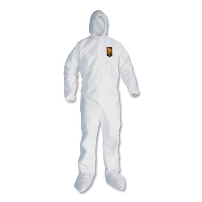 A20 Elastic Back and Ankle Hood and Boot Coveralls, X-Large, White, 24/Carton1