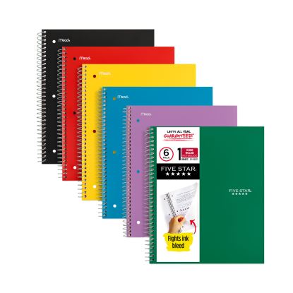 Wirebound Notebook, 1 Subject, Wide/Legal Rule, Randomly Assorted Covers, 10.5 x 8, 100 Sheets, 6/Pack1