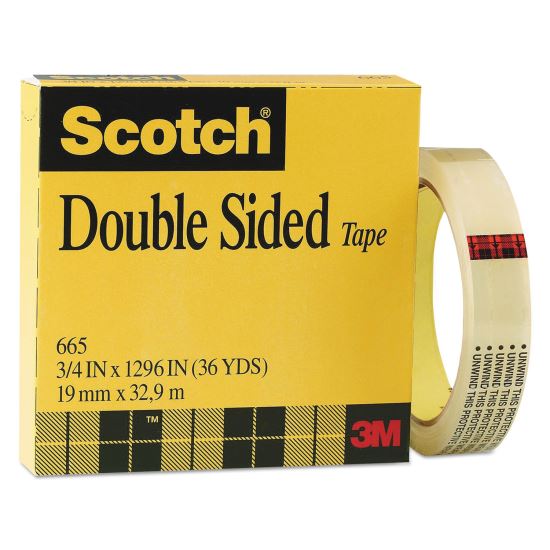 Double-Sided Tape, 3" Core, 0.75" x 36 yds, Clear1