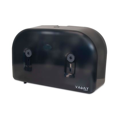 Valay Plastic Mini Jumbo Bath Tissue Dispenser, Two Rolls, 9.75 x 15.87 x 5.25, Black1