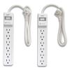 Surge Protector, 6 AC Outlets, 2.5 ft Cord, 500 J, White, 2/Pack1