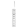 Surge Protector, 6 AC Outlets, 2.5 ft Cord, 500 J, White, 2/Pack2