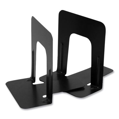 Steel Bookends, Nonskid, 4.75 x 5.13 x 5, Black, 1 Pair1