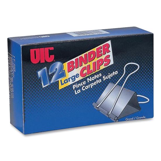 Binder Clips, Large, Black/Nickel, 12/Box1