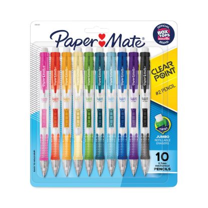 Clear Point Mechanical Pencil, 0.7 mm, HB (#2), Black Lead, Assorted Barrel Colors, 10/Pack1