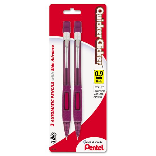 Quicker Clicker Mechanical Pencil, 0.9 mm, HB (#2.5), Black Lead, Burgundy Barrel, 2/Pack1