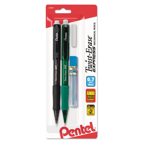 Picture of Twist-Erase EXPRESS Mechanical Pencil Refill Pack, 0.7 mm, HB (#2.5), Black Lead, Assorted Barrel Colors, 2/Pack