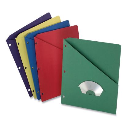 Slash Pocket Project Folders, 3-Hole Punched, Straight Tab, Letter Size, Assorted, 25/Pack1