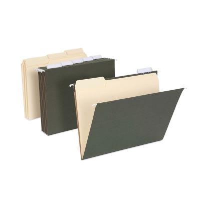 Hanging File Folder Combo Kit, Letter Size, (25) 1/5-Cut Standard Green Hanging Folders, (50) 1/3-Cut Manila File Folders1