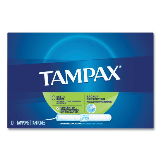 Cardboard Applicator Tampons, Super, 10/Box1