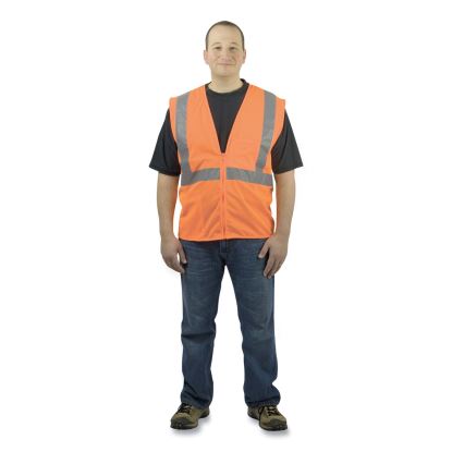 ANSI Class 2 Four Pocket Zipper Safety Vest, Polyester Mesh, Large, Hi-Viz Orange1