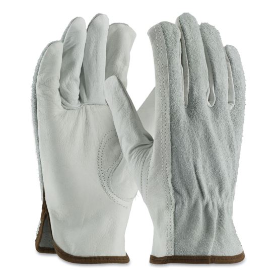 Top-Grain Leather Drivers Gloves with Shoulder-Split Cowhide Leather Back, Large, Gray1