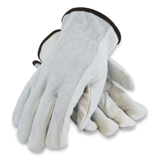 Top-Grain Leather Drivers Gloves with Shoulder-Split Cowhide Leather Back, X-Large, Gray1