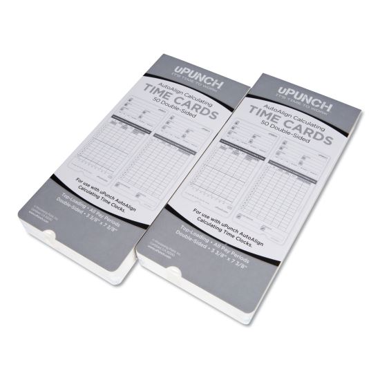 Time Clock Cards for uPunch HN2000/HN4000/HN4600, Two Sides, 7.5 x 3.5, 100/Pack1