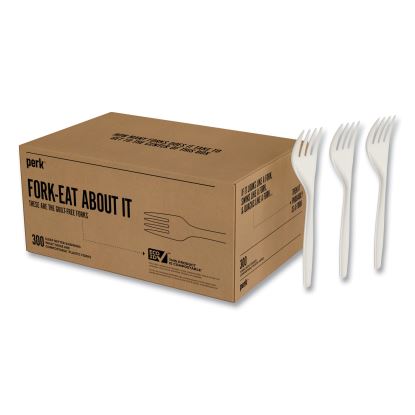 Mediumweight Plastic Cutlery, Fork, White, 300/Pack1