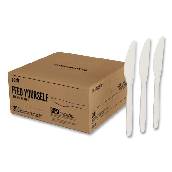 Mediumweight Plastic Cutlery, Knife, White, 300/Pack1