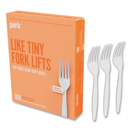 Heavyweight Plastic Cutlery, Fork, White, 100/Pack1