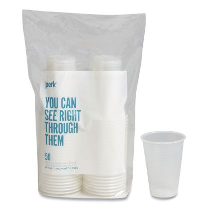 Plastic Cold Cups, 12 oz, Clear, 50/Pack1