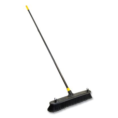 Bulldozer Smooth Surface Pushbroom, Split-Tip PET Bristles, 24 x 60, Powder Coated Handle, Black/Yellow1