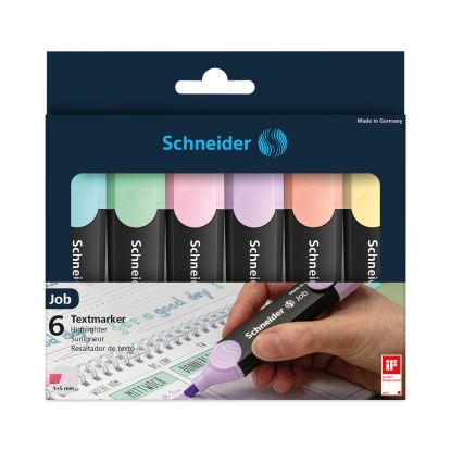 Job Pastel Highlighters, Chisel Tip (1mm/5mm), Assorted Ink Colors, Black/Assorted Barrel Colors, 6/Pack1