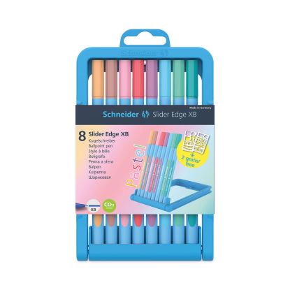 Slider Edge XB Pastel Ballpoint Pens with Convertible Case/Stand, Stick, Extra-Bold 1.4mm, Assorted Ink/Barrel Colors, 8/Set1