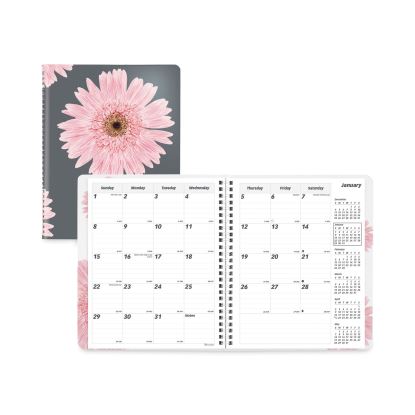 Essential Collection 14-Month Ruled Monthly Planner, 8.88 x 7.13, Daisy Black/Pink Cover, 14-Month (Dec to Jan): 2022 to 20231