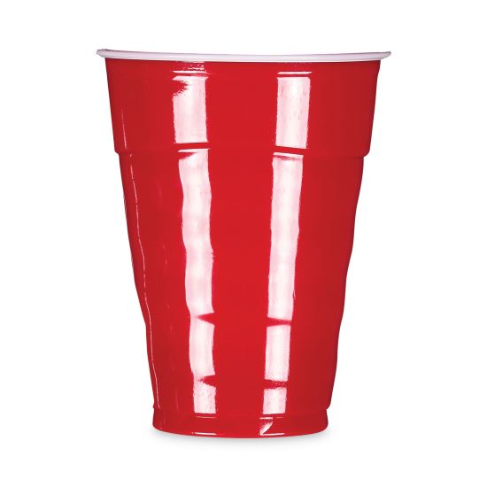 Easy Grip Disposable Plastic Party Cups, 18 oz, Red, 50/Pack, 8 Packs/Carton1