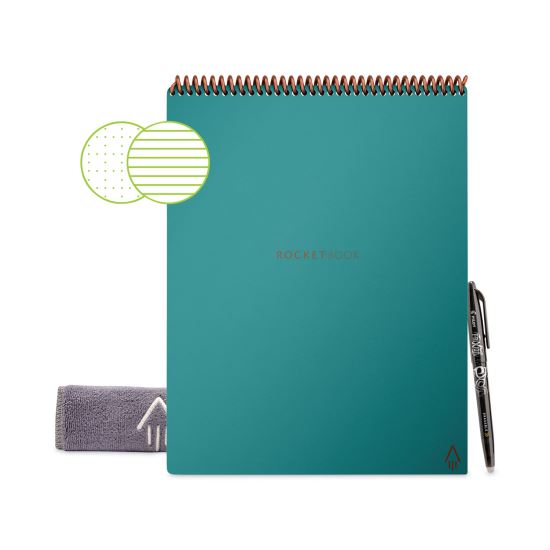 Flip Smart Notepad, Lined/Dot Grid Rule, 16 White 8.5 x 11 Sheets, Teal Cover1