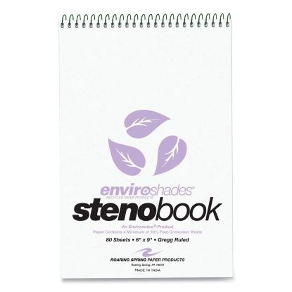 Enviroshades Steno Notepad, Gregg Rule, White Cover, 80 Orchid 6 x 9 Sheets, 4/Pack1