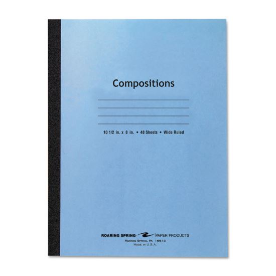 Stitched Cover Composition Book, Wide/Legal Rule, Blue Cover, 10.5 x 8, 48 Sheets1