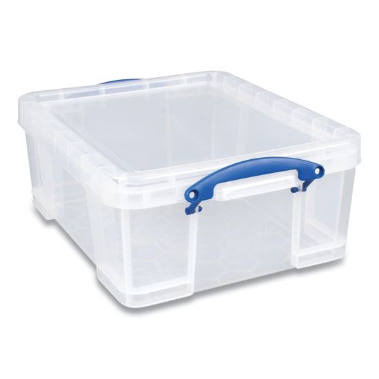 Snap-Lid Storage Bin, 4.49 gal, 11" x 18" x 4", Clear/Blue, 4/Pack1