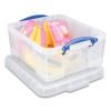 Snap-Lid Storage Bin, 4.49 gal, 11" x 18" x 4", Clear/Blue, 4/Pack2