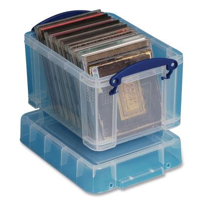 Snap-Lid Storage Bin, 0.79 gal, 7.06" x 9.62" x 6.25", Clear/Blue1