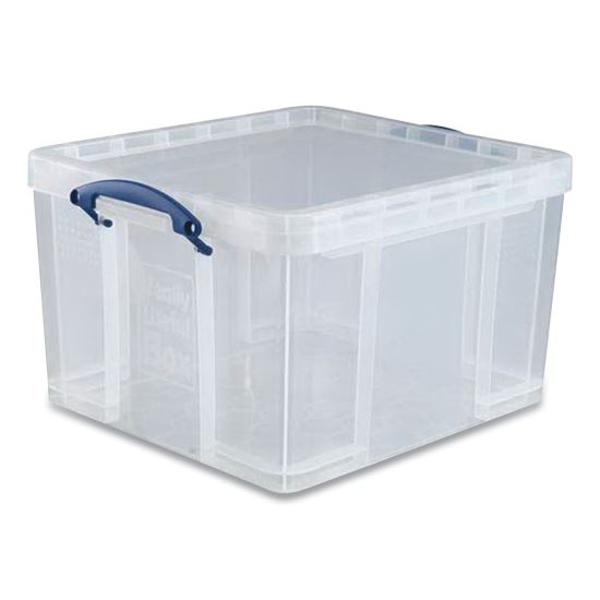 Snap-Lid Storage Bin, 11.09 gal, 17.31" x 20.5" x 12.25", Clear/Blue1