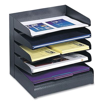 Steel Horizontal-Tray Desktop Sorter, 5 Sections, Letter Size Files, 12" x 9.5" x 11.25", Black1