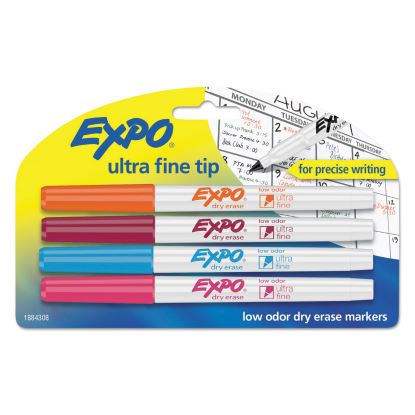 Low-Odor Dry-Erase Marker, Extra-Fine Needle Tip, Assorted Colors, 4/Set1