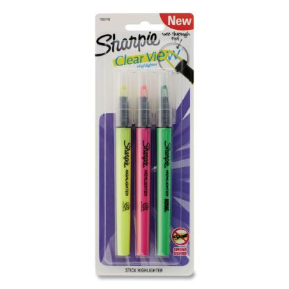 Clearview Pen-Style Highlighter, Assorted Ink Colors, Chisel Tip, Assorted Barrel Colors, 3/Pack1