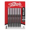 Professional Design Roller Ball Pen, Stick, Fine 0.5 mm, Black Ink, Black Barrel, 8/Pack1